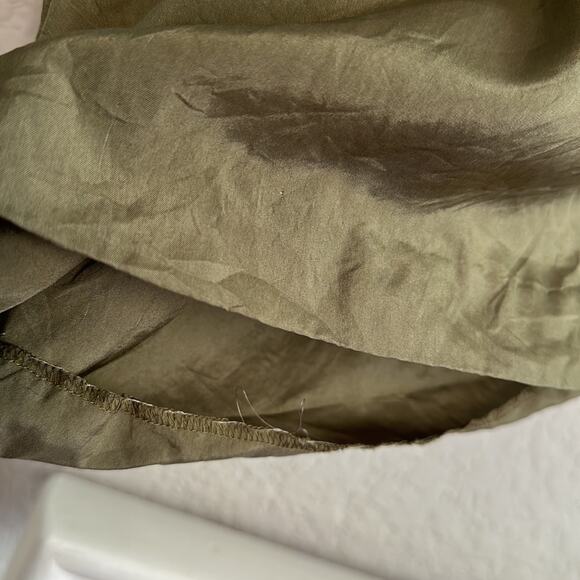 Theory Olive Green SILK Utility Shirt Dress Size 2 Preppy Button Front Mini - Picture 8 of 10